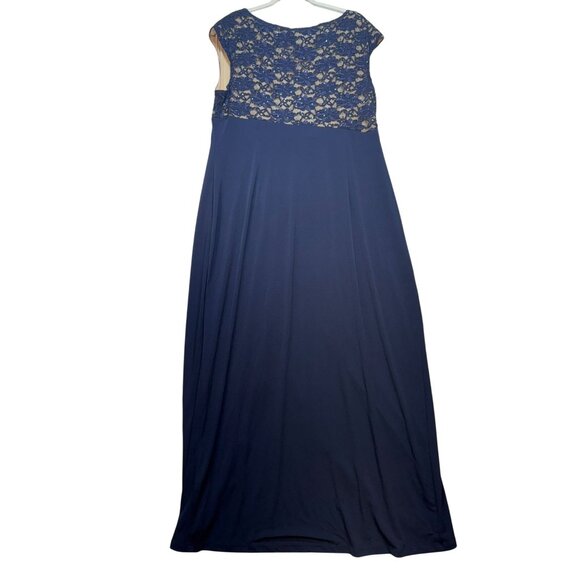Connected Apparel Womens Lace & Draped Maxi Evening Dress 18W Navy Blue - Picture 13 of 16